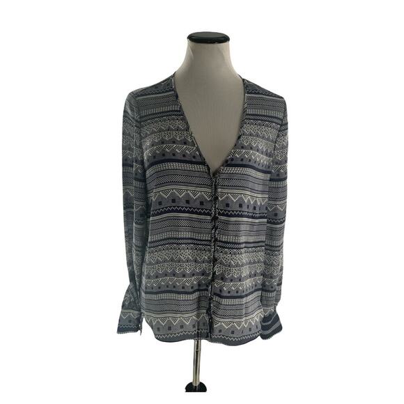 Veronica Beard Bahia Blouse 100% Silk Buttoned Cuffs Geometric Print Size 6 - Picture 2 of 9